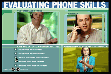 Evaluating Phone Skills Task screen