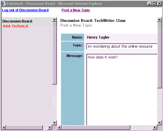 Discussion Board: New Topic