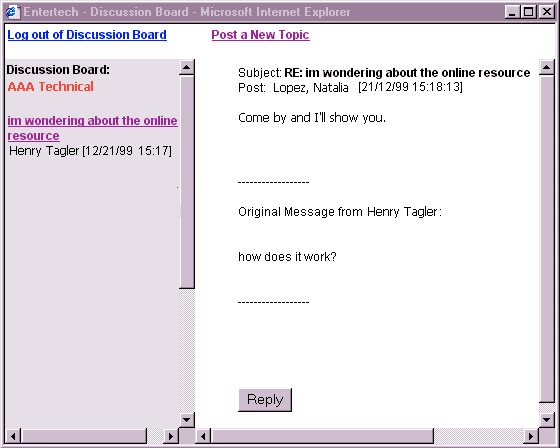 Discussion Board: Reply